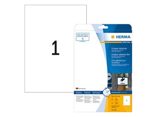 Наклейки Herma Special, A4, 210 х 297 мм, 10 листов, прочные, белые