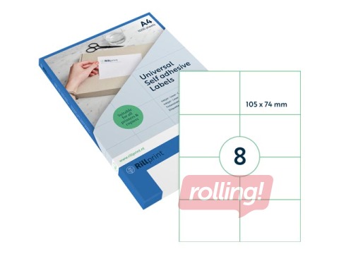 Etiketid Rillprint, A4, 105x74 mm, 1000 lehte, valge
