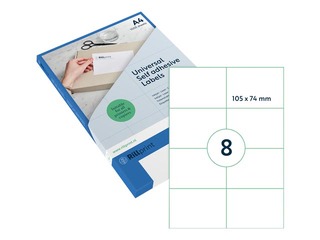 Labels Rillprint, A4, 105x74 mm, 1000 sheets, white 