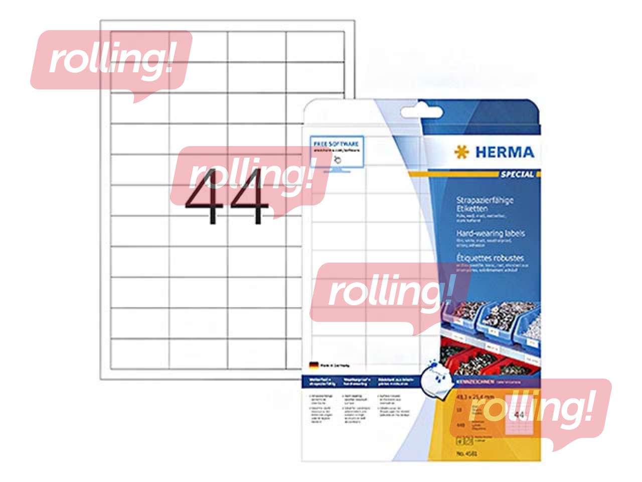 Ilmastikukindlad kleebisetiketid Herma 48.3 x 25.4 mm, 10 lehte, valged, väga tugeva kinnitusega