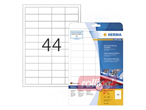 Weatherproof film labels A4, 48,3 x 25,4 mm, white, extremely strong adhesion