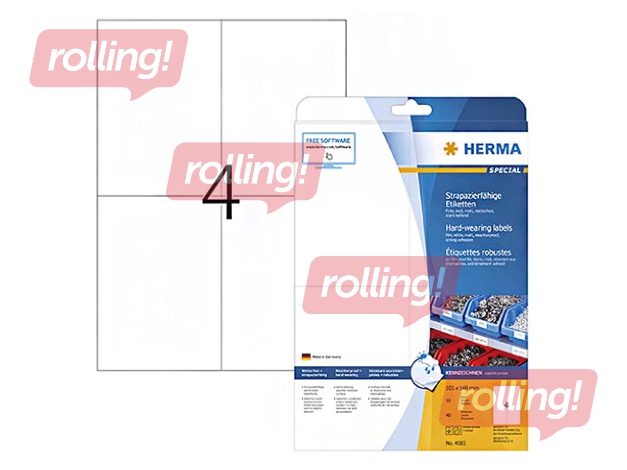 Ilmastikukindlad kleebisetiketid Herma 105 x 148 mm, 10 lehte, valged, väga tugeva kinnitusega