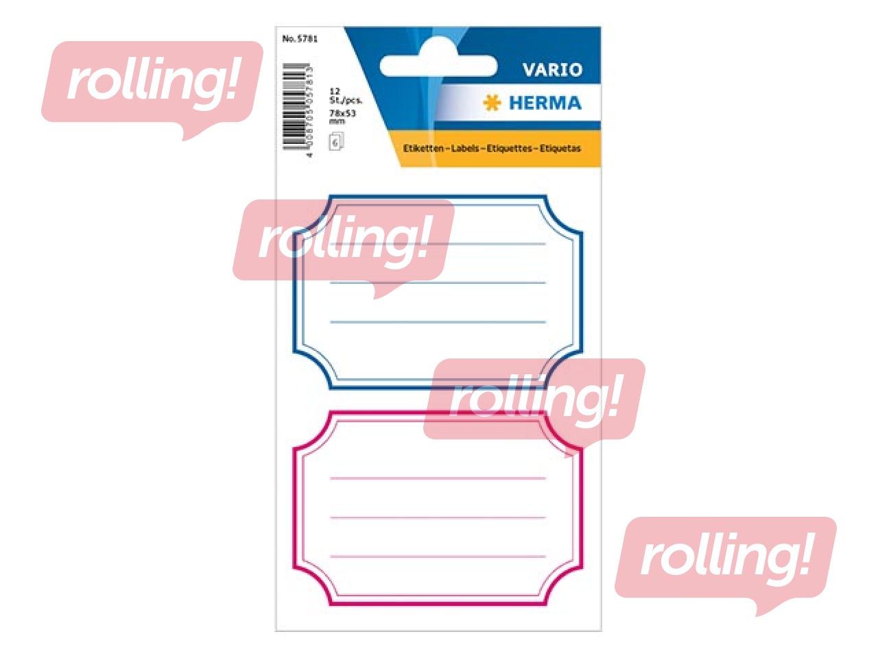 Book labels Herma Vario, blue and red, 78x53mm
