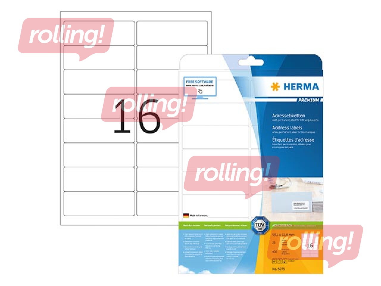 Aadressisildid Herma Premium A4, 99,1 x 33,8 mm, valge