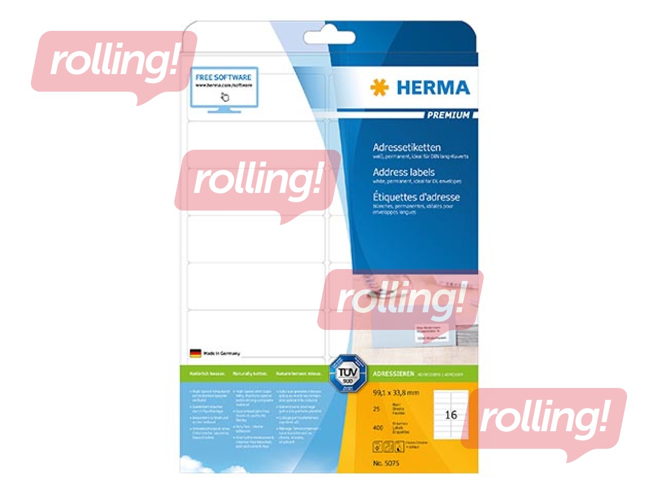 Aadressisildid Herma Premium A4, 99,1 x 33,8 mm, valge