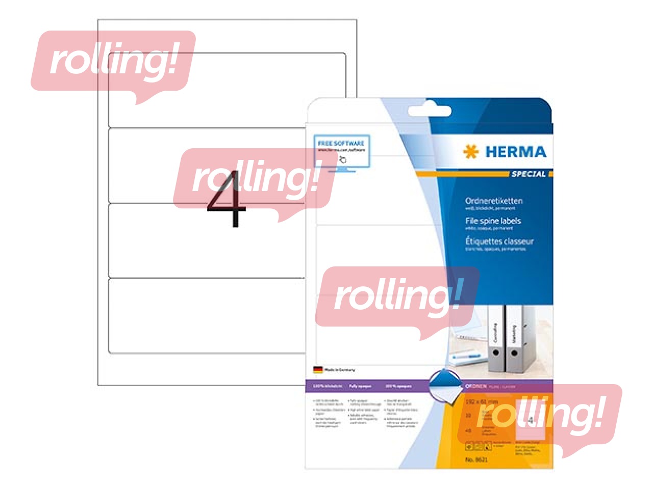 Kleepsud Herma A4, 192 x 61 mm, valge