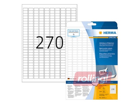 Kleepusd Herma, A4, 17,8x10 mm, 25 lehte, eemaldatavad, valge