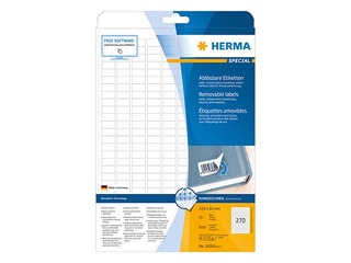 Kleepusd Herma, A4, 17,8x10 mm, 25 lehte, eemaldatavad, valge