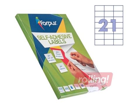 Etiketid Forpus, A4, 70x42.4 mm, 100 lehte, valge