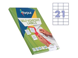 Наклейки Forpus, A4, 70x42.2 мм, 100 листов, белые