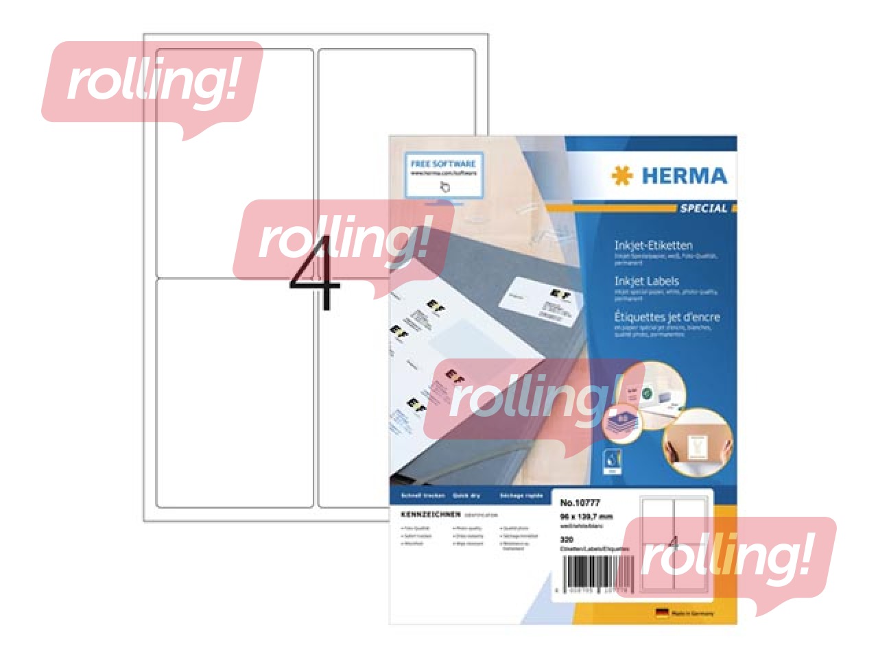 Tindiprinteri aadressi sildid Herma A4, 96 x 139,7 mm, 80 lehte, valge