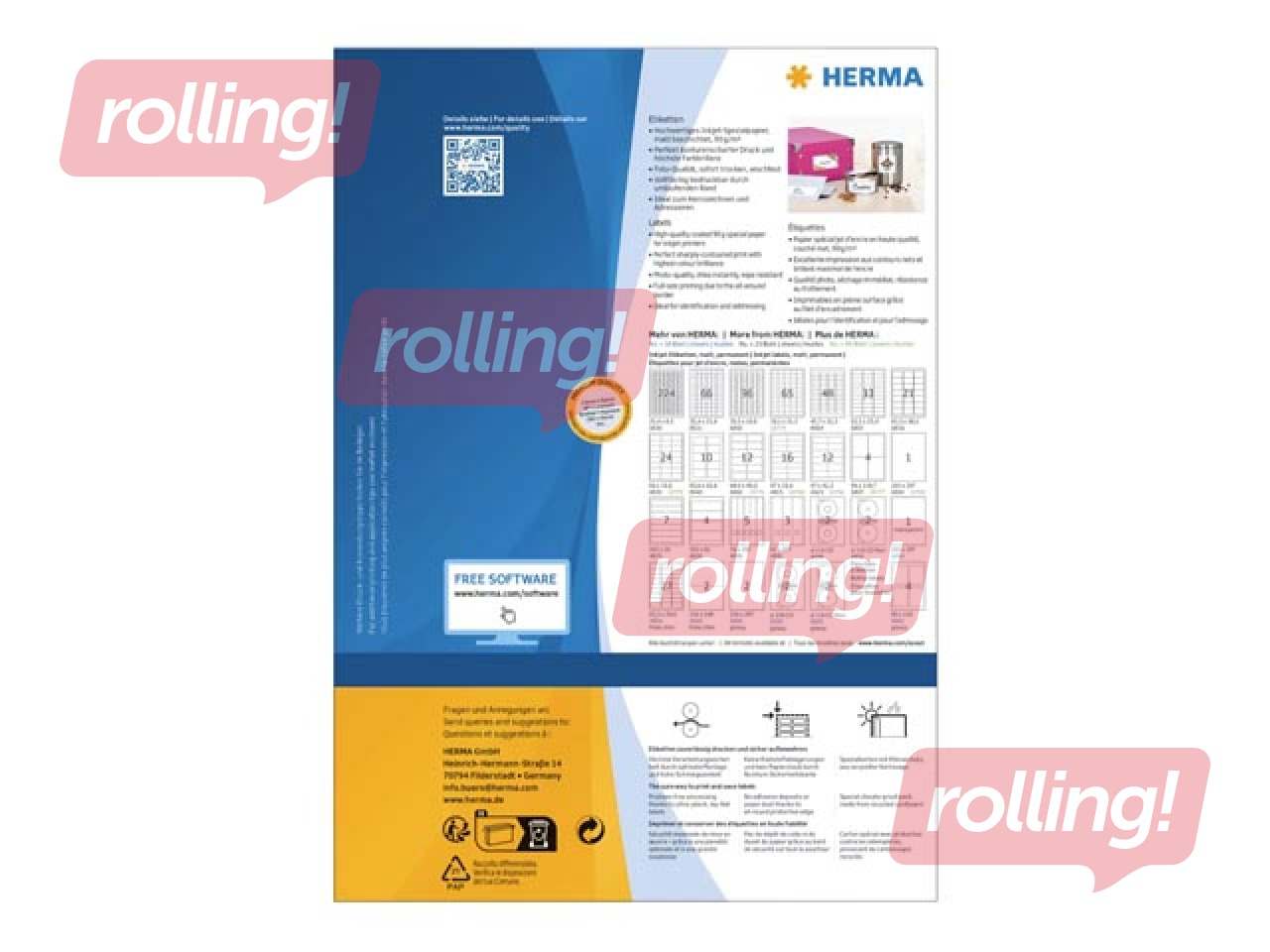 Tindiprinteri aadressi sildid Herma A4, 96 x 139,7 mm, 80 lehte, valge
