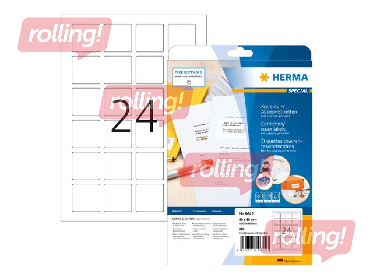 Kleebised Herma, QR-kood, A4, 40x40mm, valged, vastupidavad, 25 lehte
