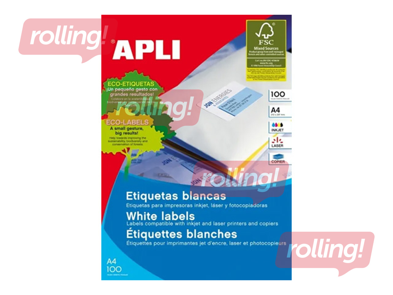 Sildid APLI ILC 70x25.4mm, 100 lehte, 33 silti lehel