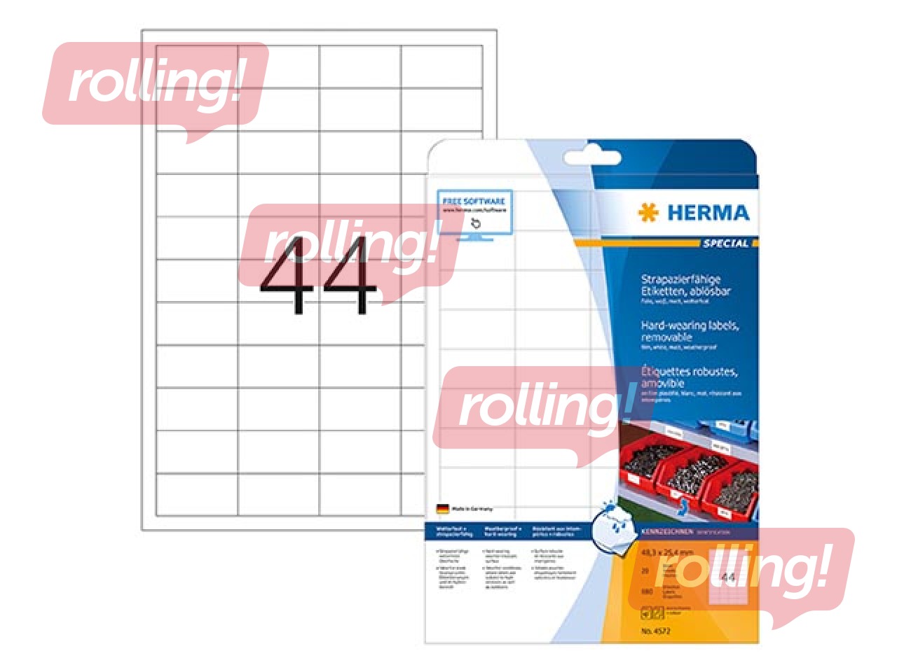 Наклейки Herma Special, A4, 48.3x25.4 мм, 25 листов, прозрачные