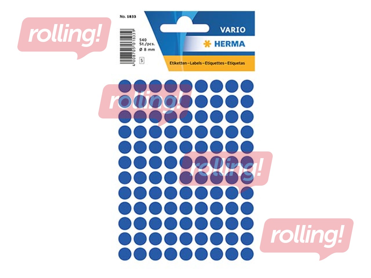 Etiketid, mitmeotstarbelised, Herma, 8 mm, tumesinine