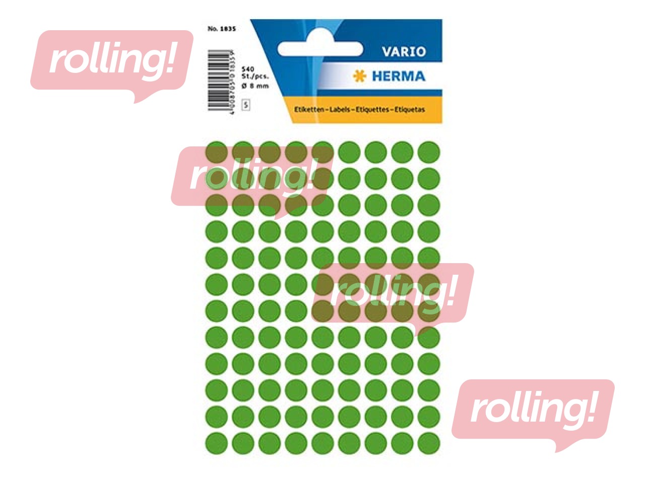 Наклейки - кружочки Herma, 8 мм, зелёные