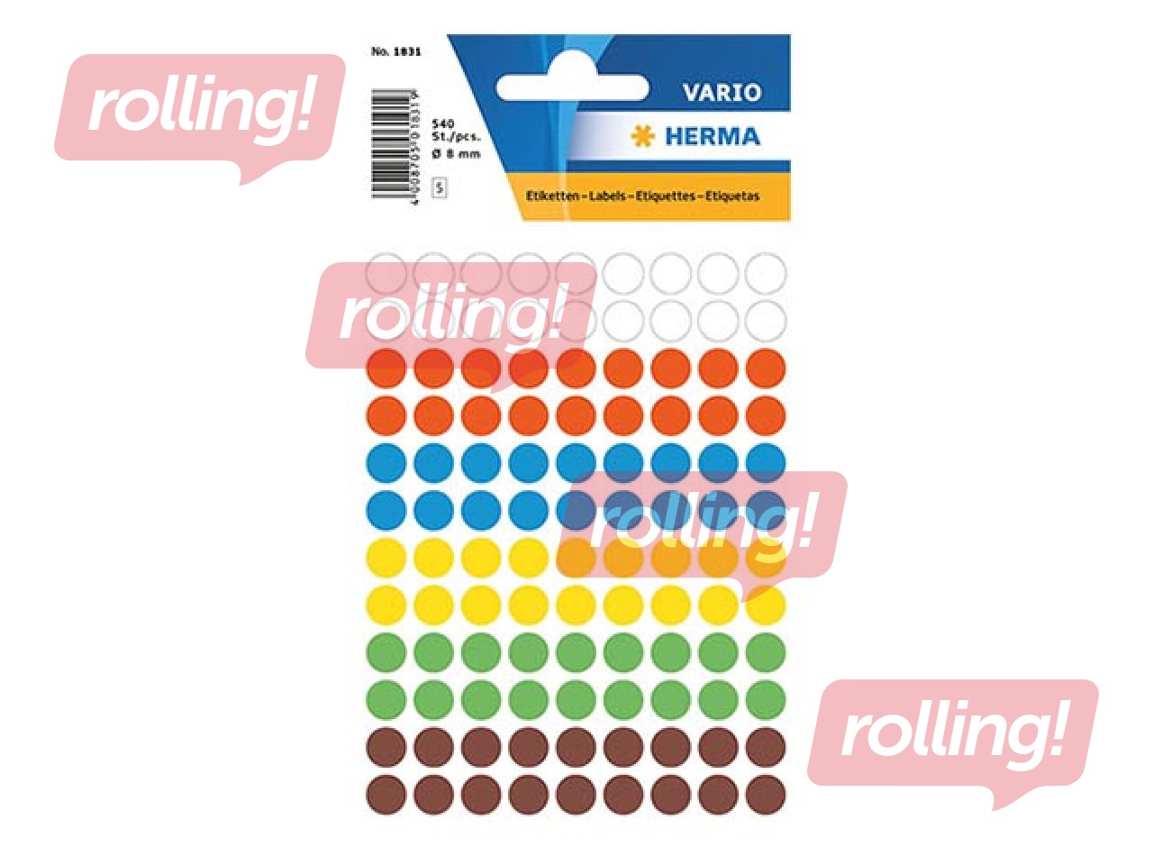 Etiketid, mitmeotstarbelised, Herma, 8 mm, assortiivärvid 540 tk.