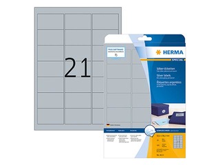 Labels Herma Special, A4, 63,5x38,1 mm, 25 sheets, silver film