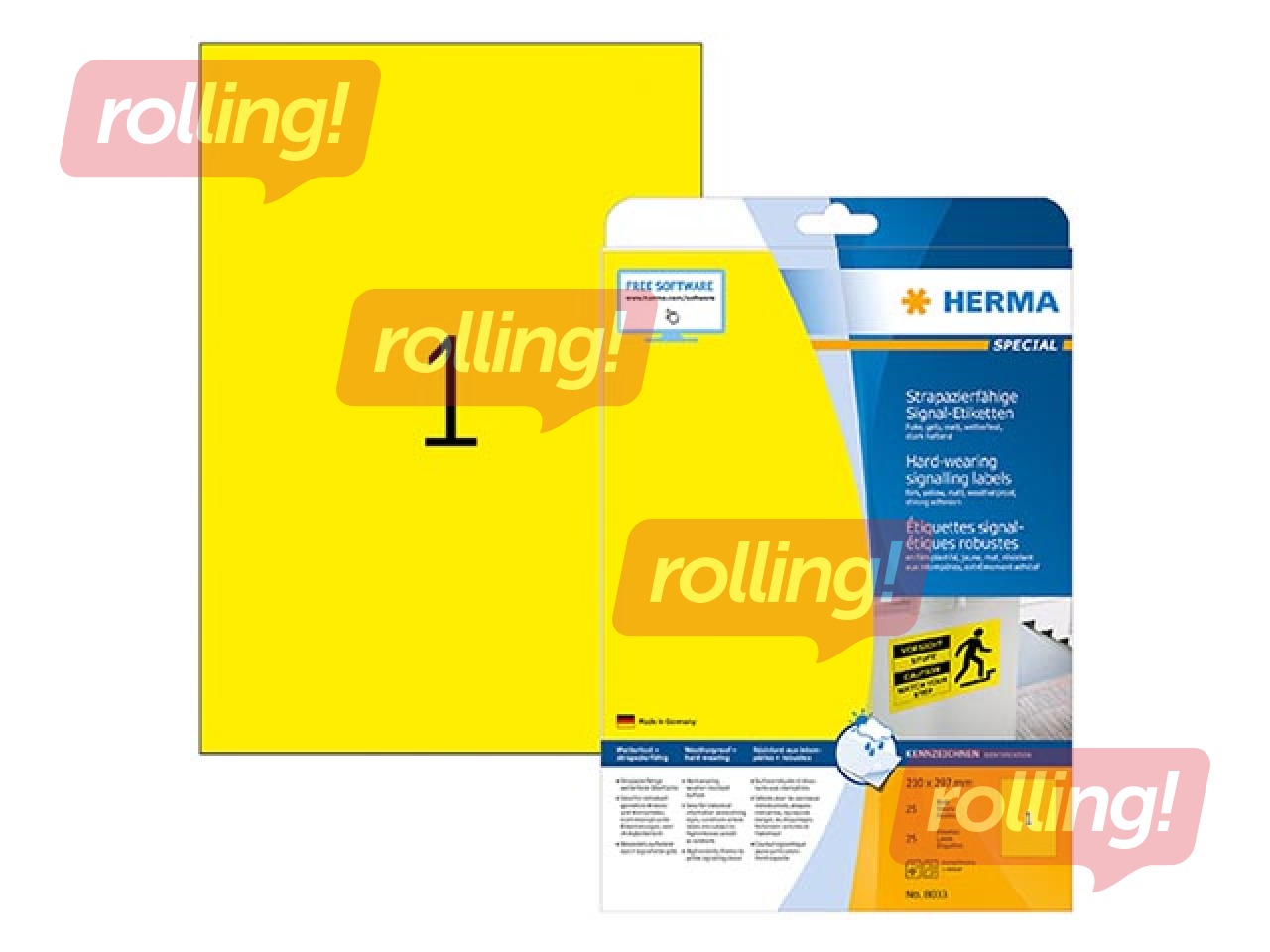 Etiketid Herma Special, A4, 210x297 mm, 20 lehte, kollane