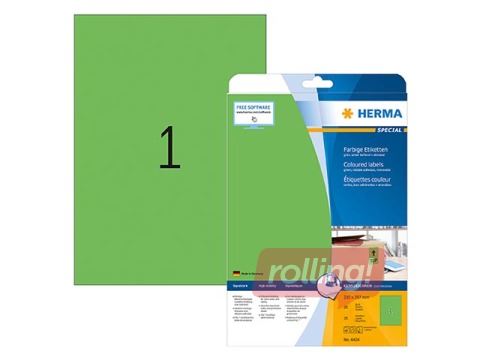 Labels Herma Special, A4, 210x297 mm, 20 sheets, green