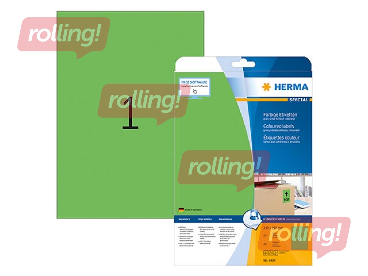 Labels Herma Special, A4, 210x297 mm, 20 sheets, green