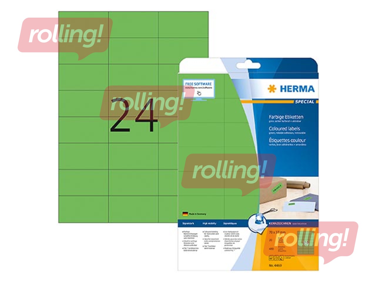 Etiketid Herma Special, A4, 70x37 mm, 20 lehte, roheline
