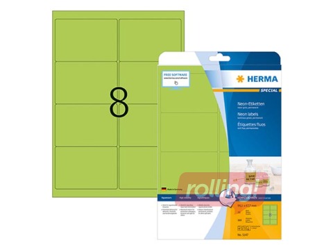 Labels Herma Special, A4 99,1x67,7, 20 sheets, movables/removable, neon green