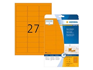 Neoonsildid Herma, A4, 63,5 x 29,6 mm, 20 lehte, neoonoranž