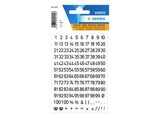 Uzlīmes - cipari Herma, 5 mm, 1-100, caurspīdīgs pamats, ūdensnoturīgas, 2 loksnes