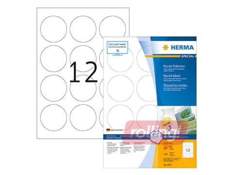 Removable labels A4, Ø 60 mm, white
