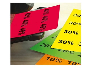 Neon labels A4, Ø 60 mm, round luminous orange permanent adhesion