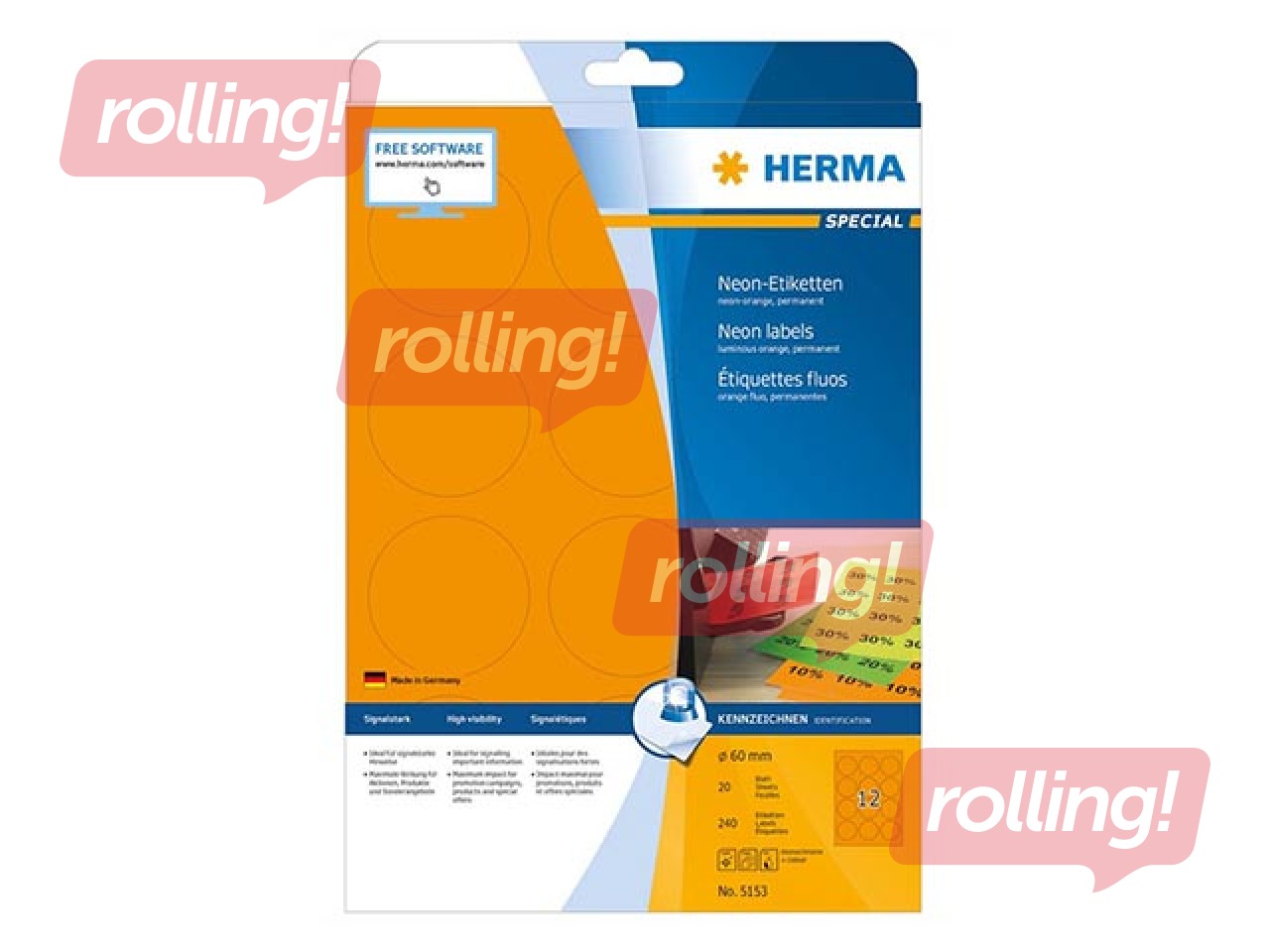 Neoonsildid A4, Ø 60 mm, neoonoranž, isekleepuvad