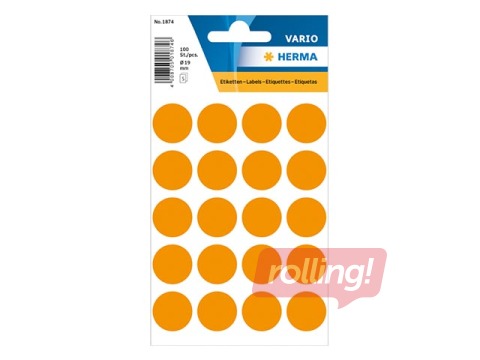 Uzlīmes - aplīši Herma, 19 mm, neona oranži 