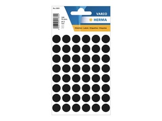 Наклейки - кружочки Herma, 13 мм, черные