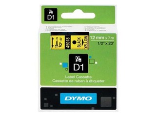 Маркировочная лента Dymo D1, 12 мм x 7м, желтая, чёрные буквы (S0720580)