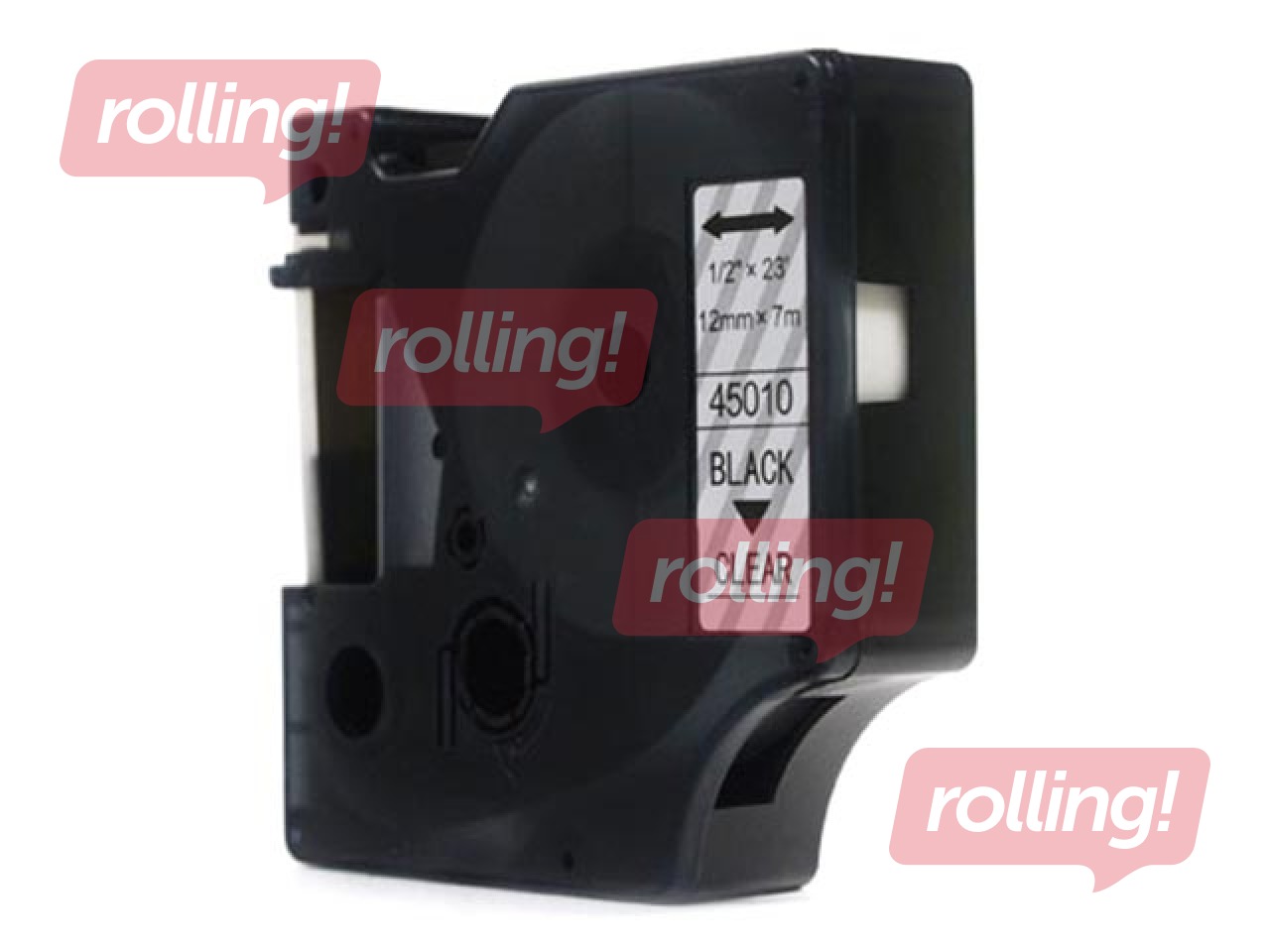 Ribbon Dymo D1 Black on Clear 12mm x 7m