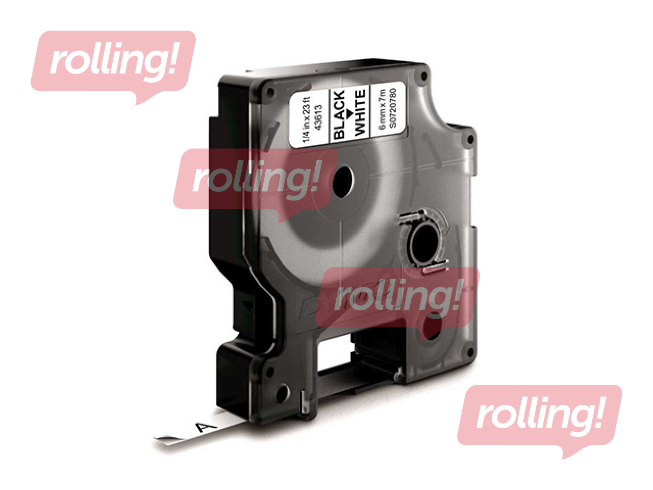 Marķēšanas lente DYMO D1, 6 mm x 7 m, melni burti uz balta fona 