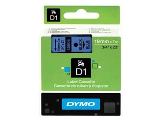 Marking label  Dymo D1, 12 mm x 7m, black letters on blue background