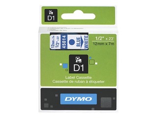 Маркировочная лента Dymo D1, 12 мм x 7м, синие буквы на белом фоне