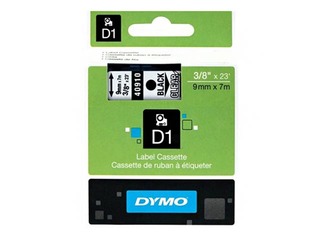 Markeerimislint DYMO D1, 9 mm x 7 m, mustad tähed läbipaistval taguse