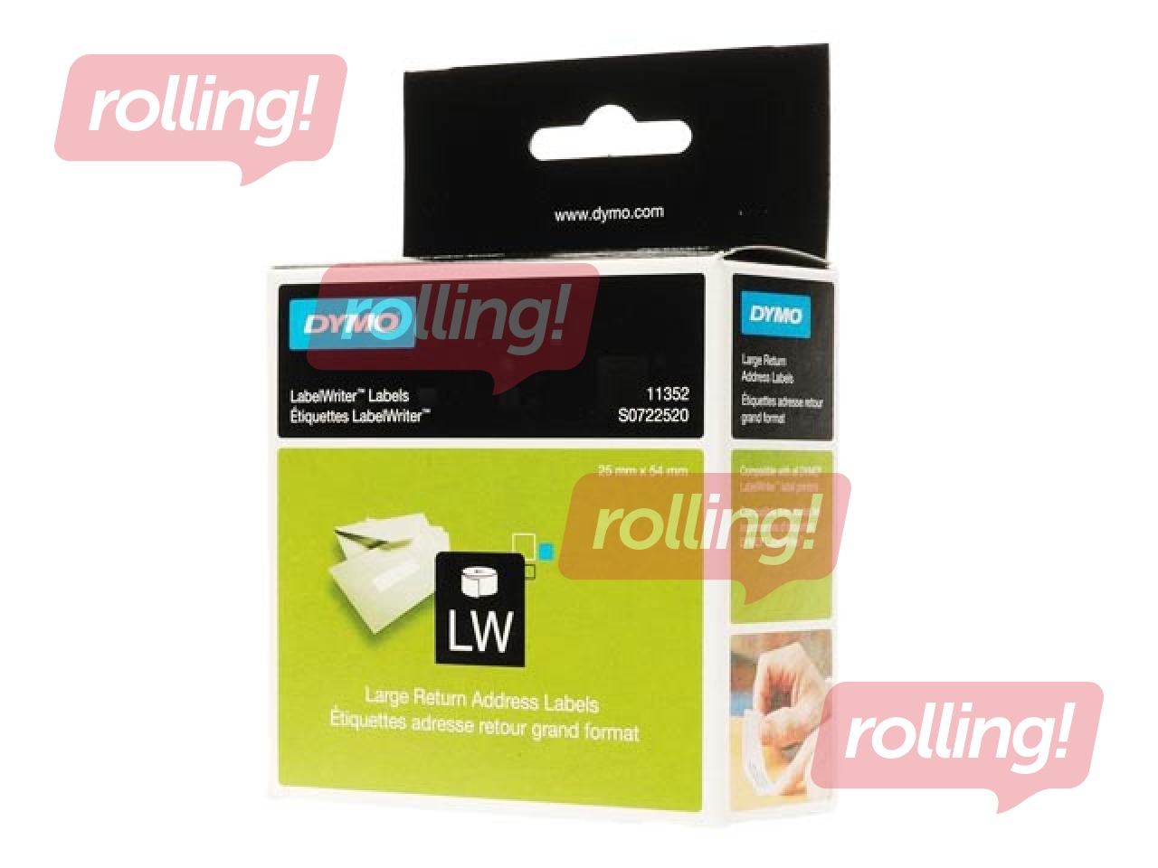 Uzlīmes DYMO Labelwriter, 25 x 54mm, balta, 500gab