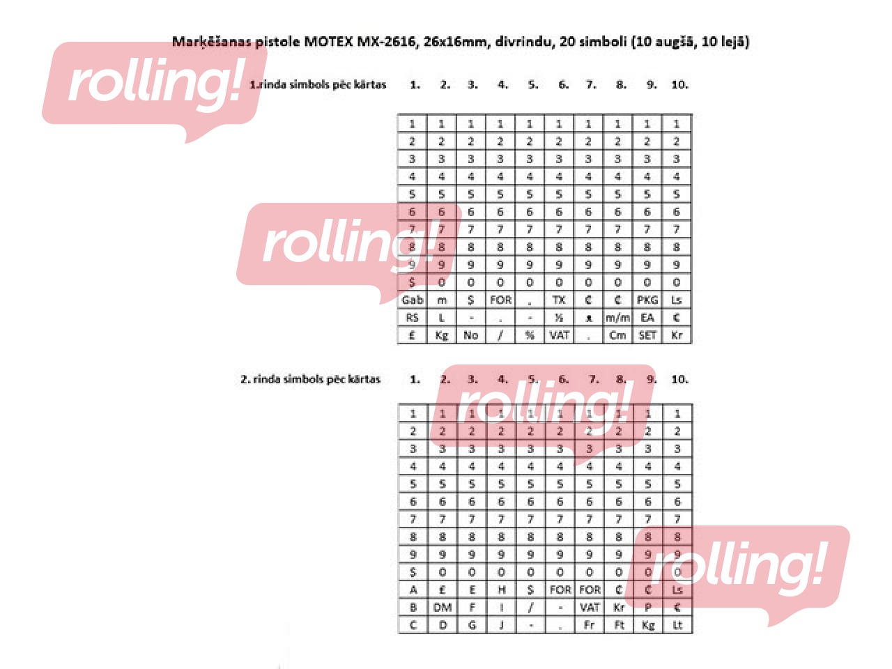 Marking gun MOTEX, MX-2616, printing in two lines