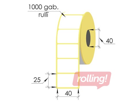 Termoetikett rullis, 40x25 mm, Top, 1000 tk