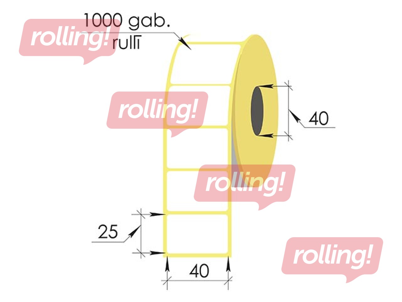 Termoetikett rullis, 40x25 mm, Top, 1000 tk
