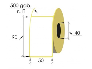 Thermal stickers in a roll, 50x90 mm, TermoEko, 500 pcs