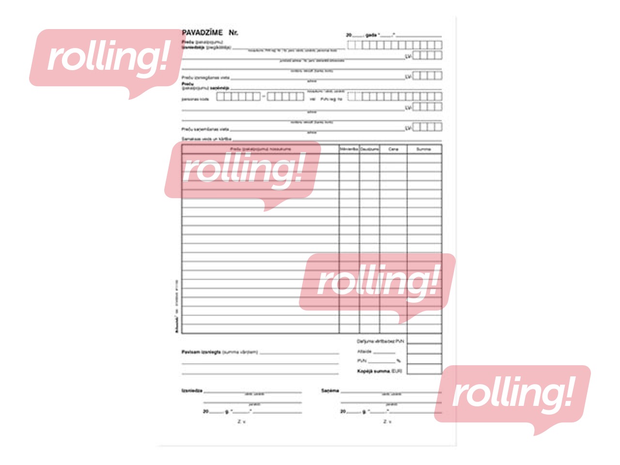 Delivery note, A4, self-copying, 4 copies, 25 sets