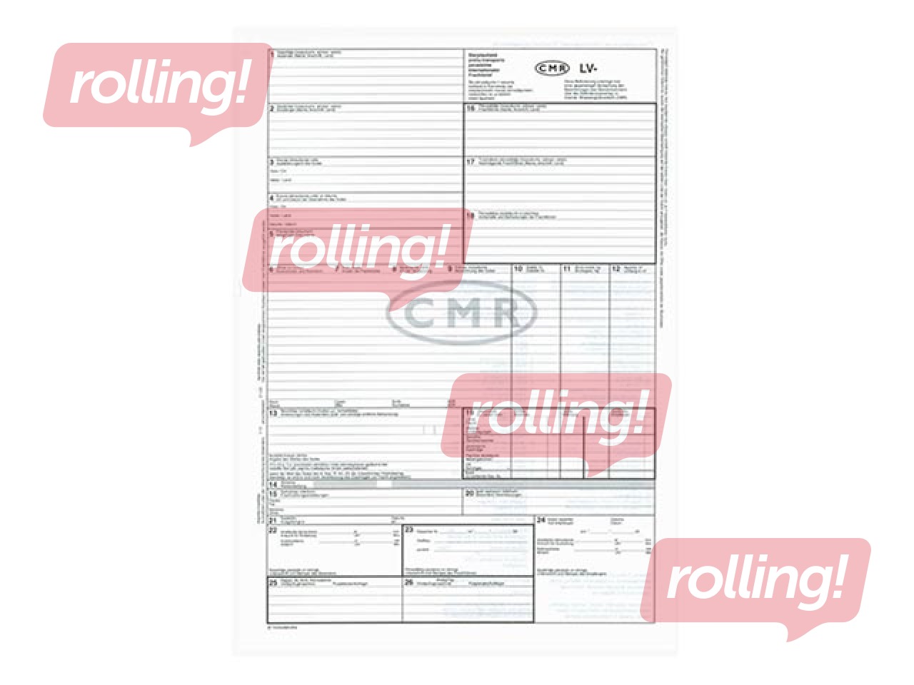 CMR rahvusvaheline kauba- ja transpordipavadzīme ilma numbriteta, 6 eksemplari