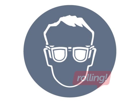 Label - sign  ''Must use protective glasses