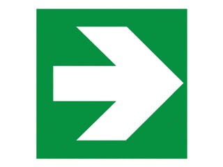 Uzlīme - zīme “Evakuācijas virziens”, 10x10cm